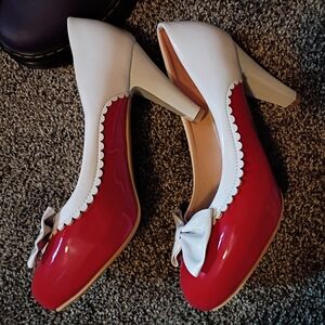 Red and White Women's Pin Up Heels